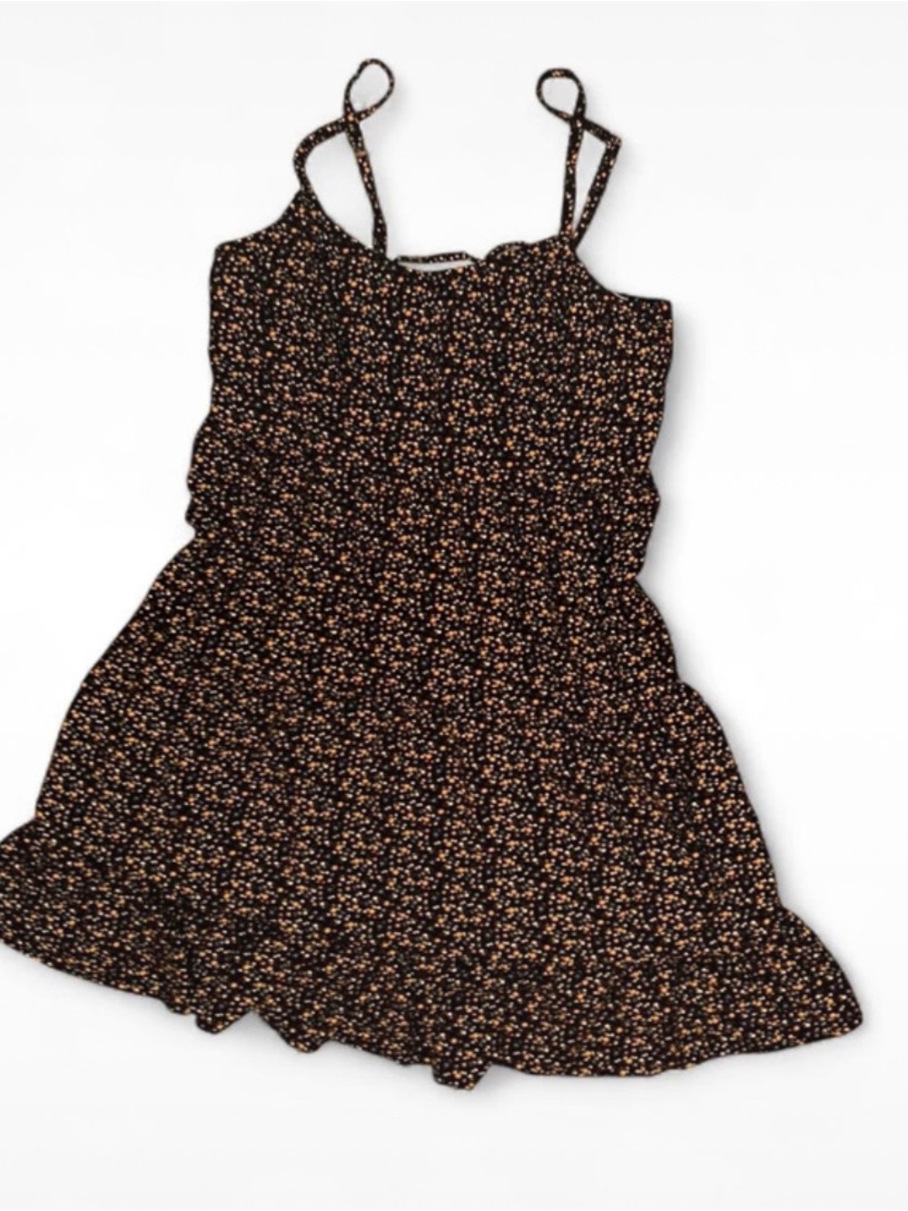 Hollister Black Midi Dress with Peach Floral Dots
